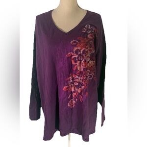 5x plus size women’s just my size solid floral T Shirt Pull Over Top cotton